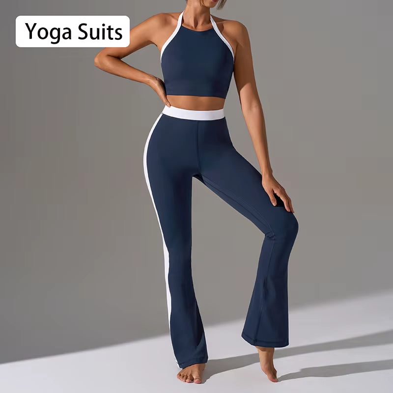 2PCS Yoga Sets Women Sports Underwear Seamless Yoga Outfit High Waist Booty Lifting Leggings Gym Sport Bra Suit Workout Sets