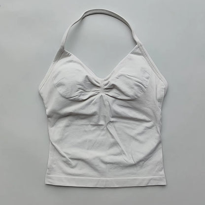 NO LOGO Women'S Longline Strappy Backless Gym Top Scrunch Workout Open Back Bra Tank Top for Running Yoga Shirt