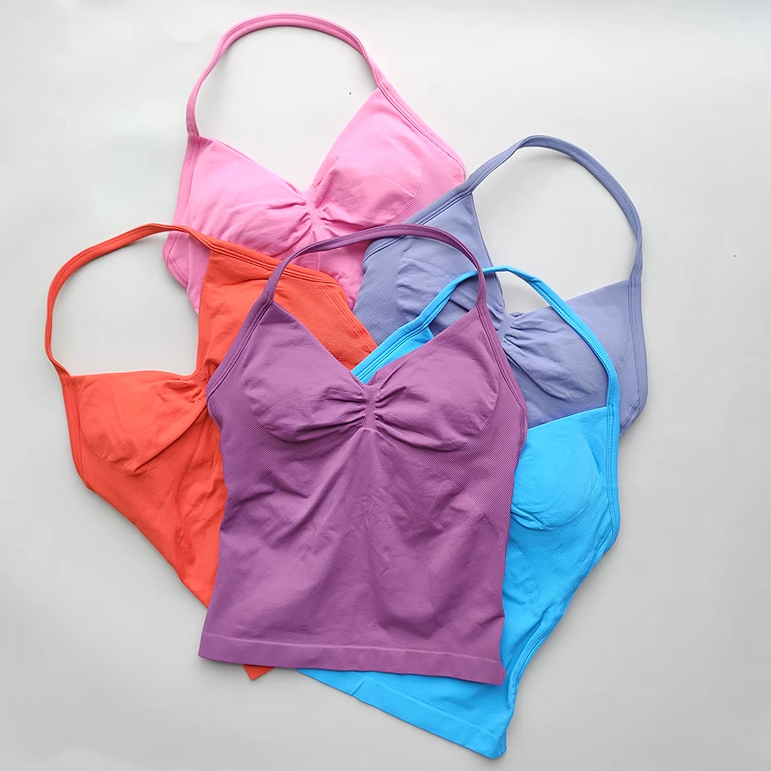 NO LOGO Women'S Longline Strappy Backless Gym Top Scrunch Workout Open Back Bra Tank Top for Running Yoga Shirt