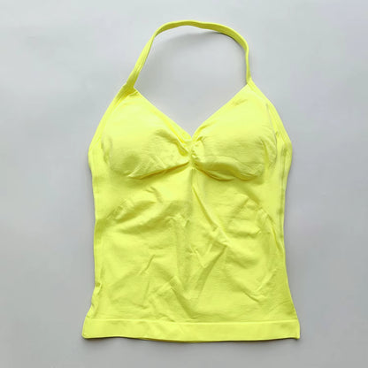 NO LOGO Women'S Longline Strappy Backless Gym Top Scrunch Workout Open Back Bra Tank Top for Running Yoga Shirt