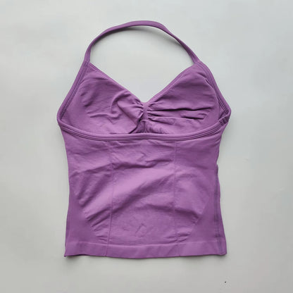 NO LOGO Women'S Longline Strappy Backless Gym Top Scrunch Workout Open Back Bra Tank Top for Running Yoga Shirt