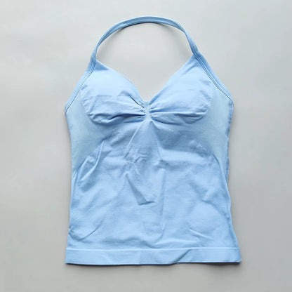 NO LOGO Women'S Longline Strappy Backless Gym Top Scrunch Workout Open Back Bra Tank Top for Running Yoga Shirt