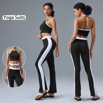 2PCS Yoga Sets Women Sports Underwear Seamless Yoga Outfit High Waist Booty Lifting Leggings Gym Sport Bra Suit Workout Sets